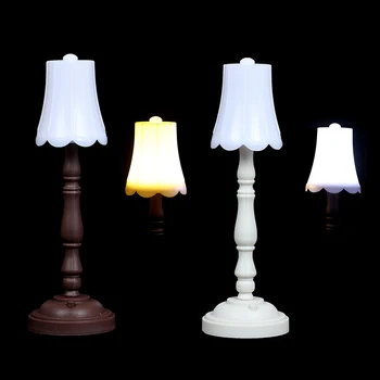 1 Ks Mini Měřítku 1/12 Dollhouse Miniaturní LED Lampa Stojací Lampa pro Panenku Home Decor Hračka