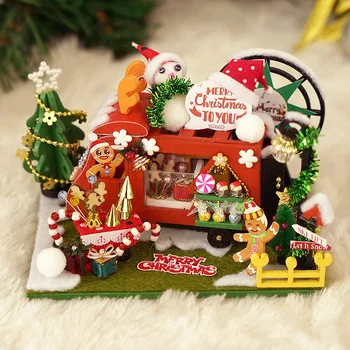 DIY Doll House Miniaturní Panenka Dům, Nábytek Dřevěný Dům Miniaturní Hračka s Dárkový Box dětské Nový Rok, Vánoční Dárek
