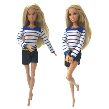 NK 1 Ks Šaty Party Šaty Módní Modrá Košile Kalhoty Kraťasy Pro Barbie Vznešené Panenka Nejlepší Dětské Dívčí Dárek