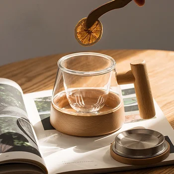 Japonský styl filtr šálek čaje, čaje, vody, separace zesílenou tepelně odolné sklo kancelář kreativní dřevěnou rukojetí magnetická pohár