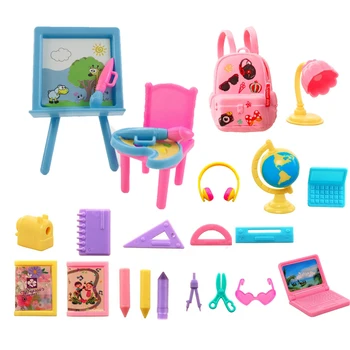 Hot Prodej 24 Položku Panenku Příslušenství Plastová Panenka Dívka Kancelář Stolní Lampa Počítač Domov Pro Barbie výukové Nástroje pro Děti Dárek