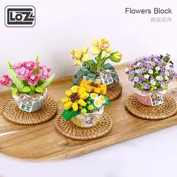 LOZ Lizhi mikroskopické květiny hrnkové nesmrtelný stavební bloky květiny sukulenty malé částice dospělé vzdělávací hračky, ozdoby