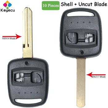 KEYECU 10 Kusů Remote Auto Klíč Shell Pouzdro 2 Tlačítka NSN14 DAT17 Blade - FOB pro Subaru Forester Impreza Legacy Outback