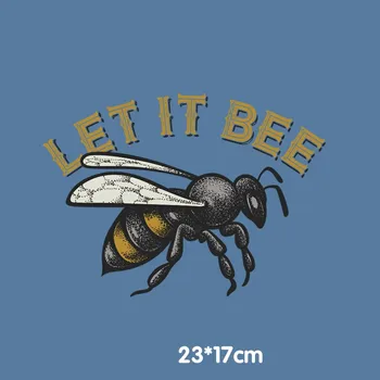 23x17cm Módní Včelí Dopisy Žehlička na Záplaty Pro DIY Přenos Tepla Oblečení T-Shirt Tepelné Samolepky Dekorace Tisk