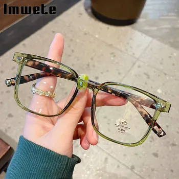 Imwete Luxusní Značkové Nadrozměrných Sqaure Brýle pro Ženy, Muže Proti Modré Světlo Brýle Velký Rám Leopard Zelené Optické Brýle