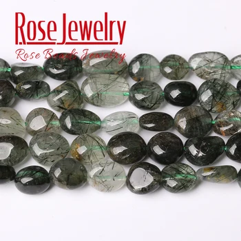 6-8mm Nepravidelné nepravidelného tvaru kamínek Zelený Rutilated Quartz Korálky Hladké crystal volné korálky Pro Výrobu Šperků Diy Náramek, Náhrdelník
