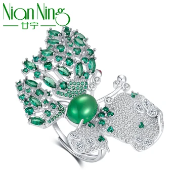 NianNing 100% Jade 925 Sterling Silver Prstenů 2022 Nové Ženy Butterfly Green Crystal Stone Gem Kameny S925 Jemné Šperky 7018-1