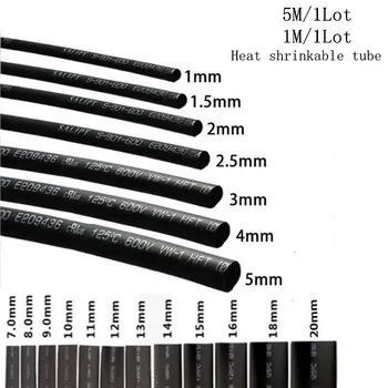 5 /1 METR/HODNĚ ČERNÉ 1 mm 1,5 mm 2mm 2,5 mm 3mm 3,5 mm 4mm 5mm 6mm Smršťovací Trubice Trubice