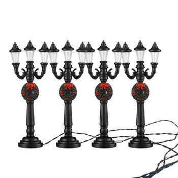 4Pc Mini Vánoční Lampy Vlak Lampa Miniaturní Pouliční Lampy, Dekorativní Pouliční Světla Pro DIY Domeček pro panenky Vesnice Cesta