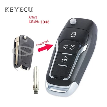 Keyecu Upgrade Flip Vzdálené Klíče Fob 2 3 Tlačítko 433MHz ID46 Čip pro Opel Antara Uncut Čepel HU46
