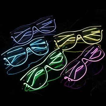 Led Brýle Neon Party Blikající Brýle EL Wire Zářící Gafas Světelný Bril Novinkou Dárek Záře sluneční Brýle Jasné Světlo Dodává
