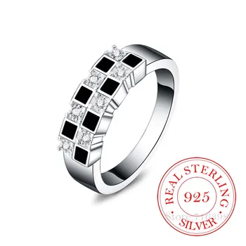 Vysoce kvalitní 925 Mincovní Stříbro Prsteny pro Ženy Muži Ženy Kreativní Kostka Crystal drahokamu Prsten Bague Argent 925 Anillos Mujer