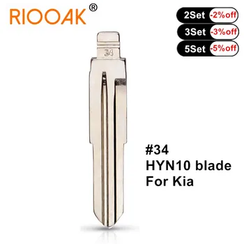 10pcs Kovové Prázdné Uncut Flip #34 HYN10 KD/VVDI Dálkové Klíč Blade pro Hyundai ACCENT MISTRA Kia RIO M4 Auto Dálkové Klíč Blade