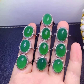 Přírodní chalcedon, smaragd prsten, 10*14 MM velké zrno vintage bezel prsten, smaragd, zelený, drahokam, svatba, zásnubní, pro ženy