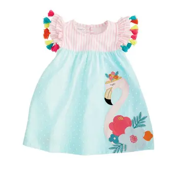Letní Batole, Dítě, Děti, Dívky Flamingo Ležérní Šaty Sundres Oblečení Věku 1-6T