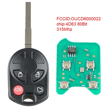 315Mhz 4 Tlačítka Dálkového klíčenky s 4D63 80Bit Čip OUCD6000022 Vhodné pro Ford Focus 2012 2013 2014 2015 2016 New