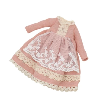 LEDOVÉ DBS Blyth panenka hračka šaty světle růžové šaty s krajkou Šátek lady šaty, oblečení