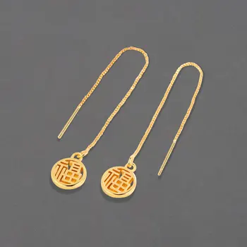LIVY Stříbrná Barva Kreativní Duté Čínský Znak Fu Přívěskem Náušnice pro Ženy Jednoduché Módní Krátké Módní Party Šperky
