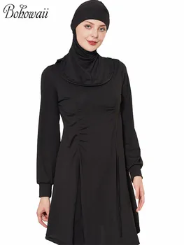 Muslimské Skromný Plavky Ženy Plné Pokrytí Surf Suit Dlouhý Rukáv koupacím úboru Islámské Oblečení Sady High Stretch Plavky s Víčkem