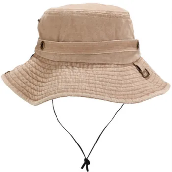 Široký Okraj Džínové Rybář Klobouk S Řetězci Sepraná Bavlna Velký Okraj Rybaření Bucket Hat Kempování Beach Sun Hat Muži Panama