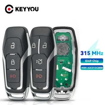 KEYYOU 315MHz Keyless Go Smart Auto Dálkové Klíč HITAG PRO ID49 Čip Pro Ford Fusion Explorer Edge 2015 2016 2017 M3N-A2C31243800