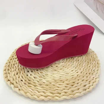 Nový High-Podpatky Pantofle Ženy Nosit Tlusté-Podrážkou Žabky, Klínové Podpatky Pláž Pláž Non-Slip Letní Sandály Ženy Platformy