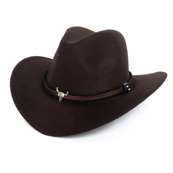 Oboustranný vzor kráva klobouk dámské hat válcované okraj fedora klobouk western kovbojský plstěný klobouk v zimě silné teplo dámy jazz klobouk