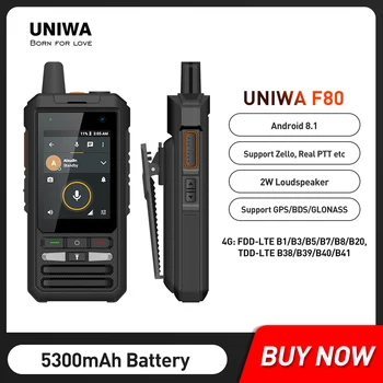 UNIWA F80 Android 8.14 G Mobilní Telefon Multi-jazyk, 1GB RAM, 8GB ROM IP54 Walkie Talkie Smartphone Dual SIM 5300mAh Baterie