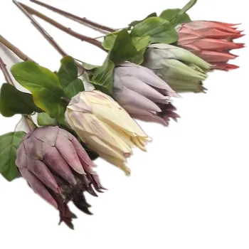 Jedna Hedvábí Protea Cynaroides Květina Větev 66cm Umělé Efekt Protea Stem pro Svatební Aranžmá