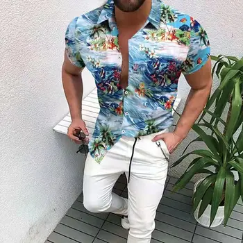 Letní Pánské Havajské Tropické Košile 3D Luxusní Halenka Harajuku Muži s Krátkým Rukávem Oversized Topy Tee Shirt Homme Camiseta Hombre