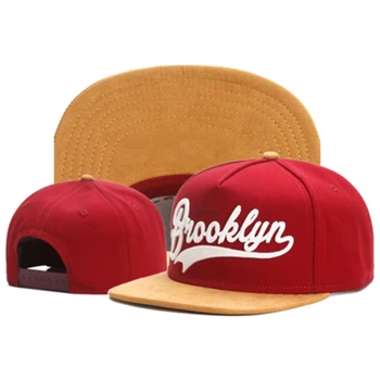 TUNICA Značky FASTBALL CAP BROOKLYN faux semiš hip hop red snapback hat pro muže, ženy, dospělé venkovní ležérní slunce baseball cap kostí