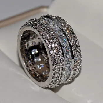 Vysoce kvalitní český bílý zirkon prsten pro ženy, svatební zásnubní party kroužek šperky dárek, výročí