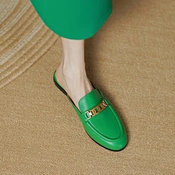 2022 Nové Mul Boty Ženy Módní Originální Kožené Letní Sandály Boty pro Ženy Super Měkký Plochý Super Pohodlí Spony Pantofle