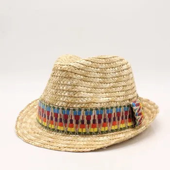Ženy sun hat 2019 letní nové módní pšenice Panama sluneční klobouk pláž hat Jazz styl čepice muži čepice