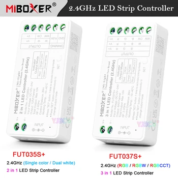 Miboxer 2.4 G jednobarevné Dual White 2 v 1 Světla pásky Stmívač FUT037S RGB, RGBW RGBCCT 3 v 1 LED Strip Controller DC12V 24V 12A