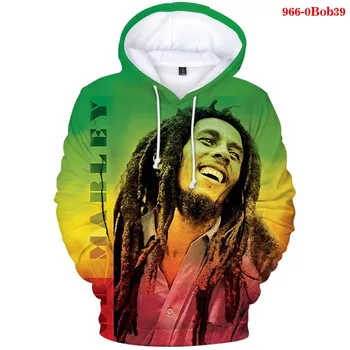 Muži Mikiny Mikiny Hip Hop Bob Marley 2021 Streetwear pánská Mikina s Kapucí Svetr Kapsy Harajuku Módní Kabát Mikiny