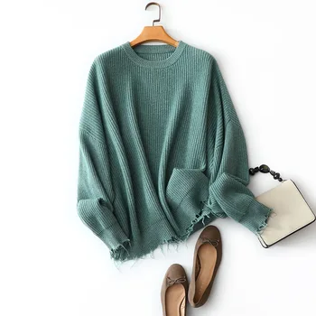 módní morandi kolem krku teplé tlusté zimní svetr nadrozměrných dámské elegantní ležérní pulovr vysoce kvalitní 100% kašmírový svetr