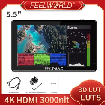 Feelworld LUT5 5.5 Palcový 3000nit Na Monitor Fotoaparátu 4K HDMI-kompatibilní IPS Panel 3D LUT Dotykový Displej DSLR Pole Monitoru