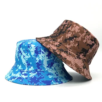 Módní Kamufláž Reverzibilní Muži Ženy Kbelík Klobouk pro Muže, Ženy, Bavlna, Pláž, Cestování Outdoor Žena Muž Rybář Sun Hat Cap