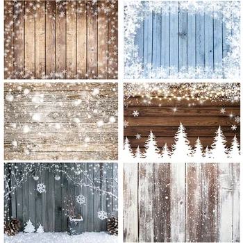 Vánoční Dřevěné Podlahy Pozadí pro Fotografování v Zimě Dřevěné Desky Textura Portrét na Pozadí Sonw Forest Photo Studio Rekvizity