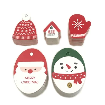 50ks Vánoční červené a zelené tag Vánoční strom dekorace přívěsek, klobouk, rukavice tvaru tag záložka label