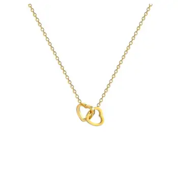 316L Nerezové Oceli Sladké Dvojité Srdce Spony Přívěsek náhrdelník Klíční kost Řetěz Pro Ženy Módní Jemné Šperky Párty Dárky