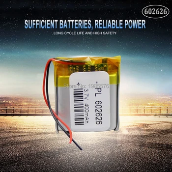 3.7 V 400mAh 602626 lithium-polymer li-ion Dobíjecí Baterie Pro LED světlo Tachografu, Auto DVR Bluetooth Sluchátka pro MP3 MP4