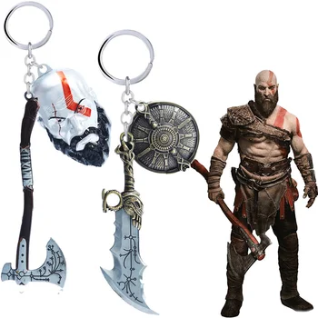 Nový nový God of War 4 Kratos čelit meč, sekera Klíčenka Přívěsek přívěšek na klíče šperky mužů a žen, auto klíčenka Příslušenství