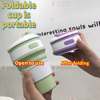 Podivné nové silikonové skládací hrnek kávy šálek přenosné venkovní sportovní teleskopické láhev na vodu vhodná pro muže a ženy, dárky