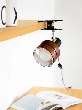 Japonské-styl Klip Stolní Lampa z Masivního Dřeva Studie LED Lampy pro Ložnice Lůžka, Knihovnička, Pracovní Studie, Ubytování Světla na Čtení