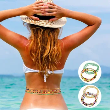 Český Pasu Korálek Tělo Šperky Letní Beach Bikini Africké Cikánské Pás Barevné Korálky Břišní Tělo Řetězce Ženy Řetěz Pásu