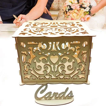 DIY Svatební Card Box Dřevěné Pár Peněz Boxy Duté Svatební Výzdoba Kreativní Dárkové Obálky Narozeninové Party Dodávky Dropshipping