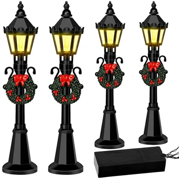 Vánoční Mini Street Light Modely,4 Ks Mini Pouliční Lampa Domeček Pro Panenky Pouličních Lamp,Micro Krajiny Víla Zahradní Doplňky