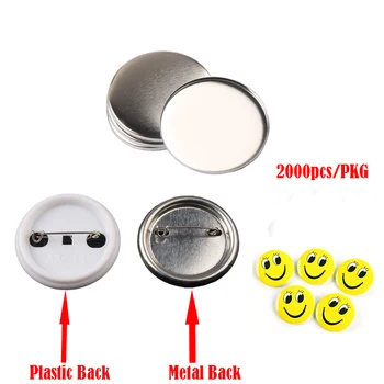 2000pcs 44mm Pin, Tlačítko, Odznak, prázdné Suroviny DIY Pin odznaky dodávky dílů (Plastové zpět a kovový zadní Odznak Pro výběr)